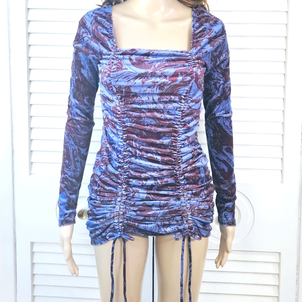 Velvet Ruched Mini Dress